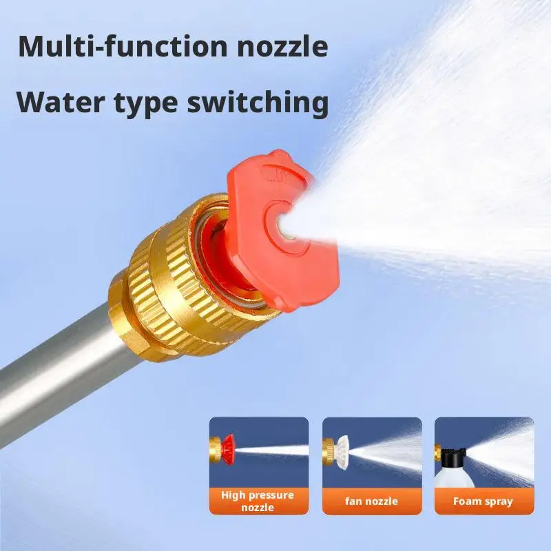 Wireless High-Pressure Car Wash Gun Home Small Automatic Car Tool Water Lithium Hose, Cleaning With Battery Washer C9I5