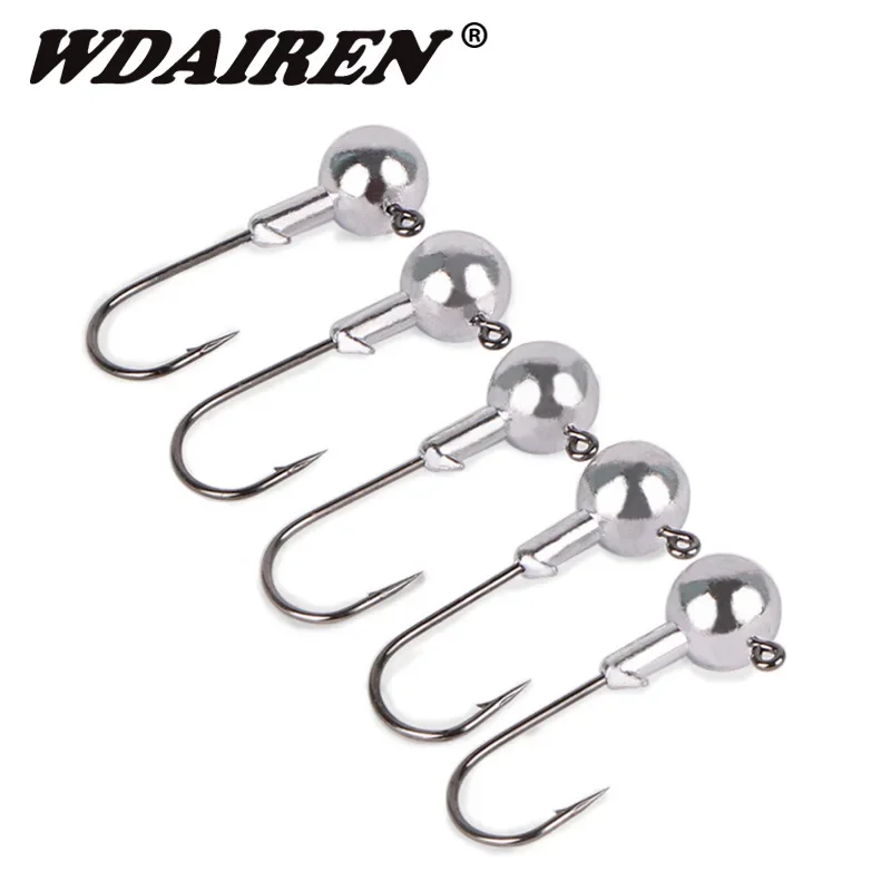 5 Pcs/lot 3.5g 7g 10g 14g Exposed Lead Jig Head Hooks Fishing Bait Soft Worm Soft Bait Metal Jig Sharp Jig Hook Mustad Hook