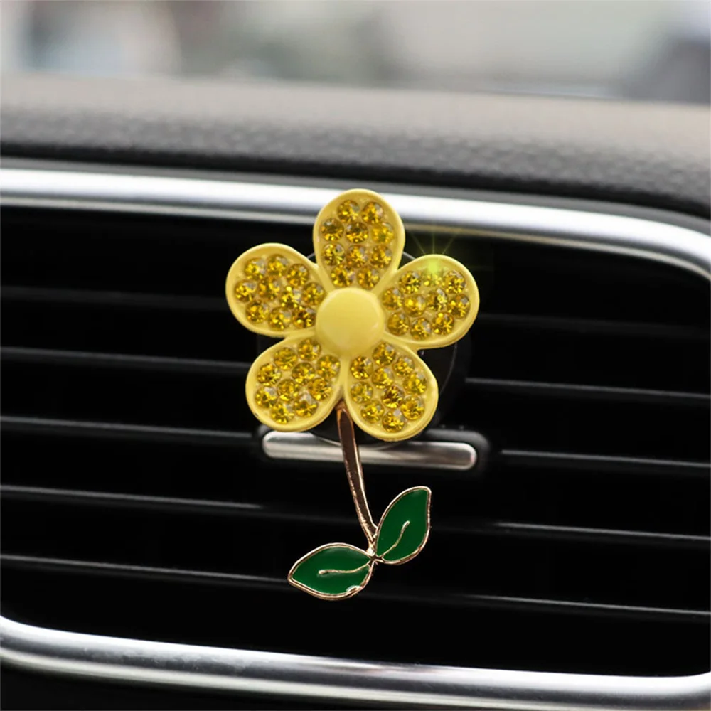 Crystal Flower Car Air Freshener Lovely Little Butterfly Ladies' Car Perfume Decoration Clip air refresher car fragrance