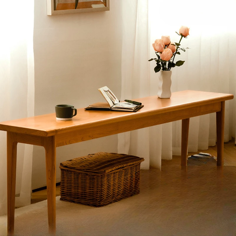 Solid wood bench dining chair home entrance shoe changing bench cherry wood dining table stool