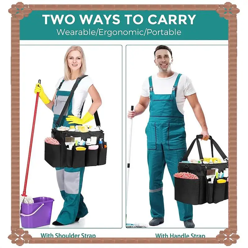 

24-часовая поставка, сумка для чистки, органайзер для чистящих средств с ручками, плечевой ремень для чистки инструментов, хранения для дома