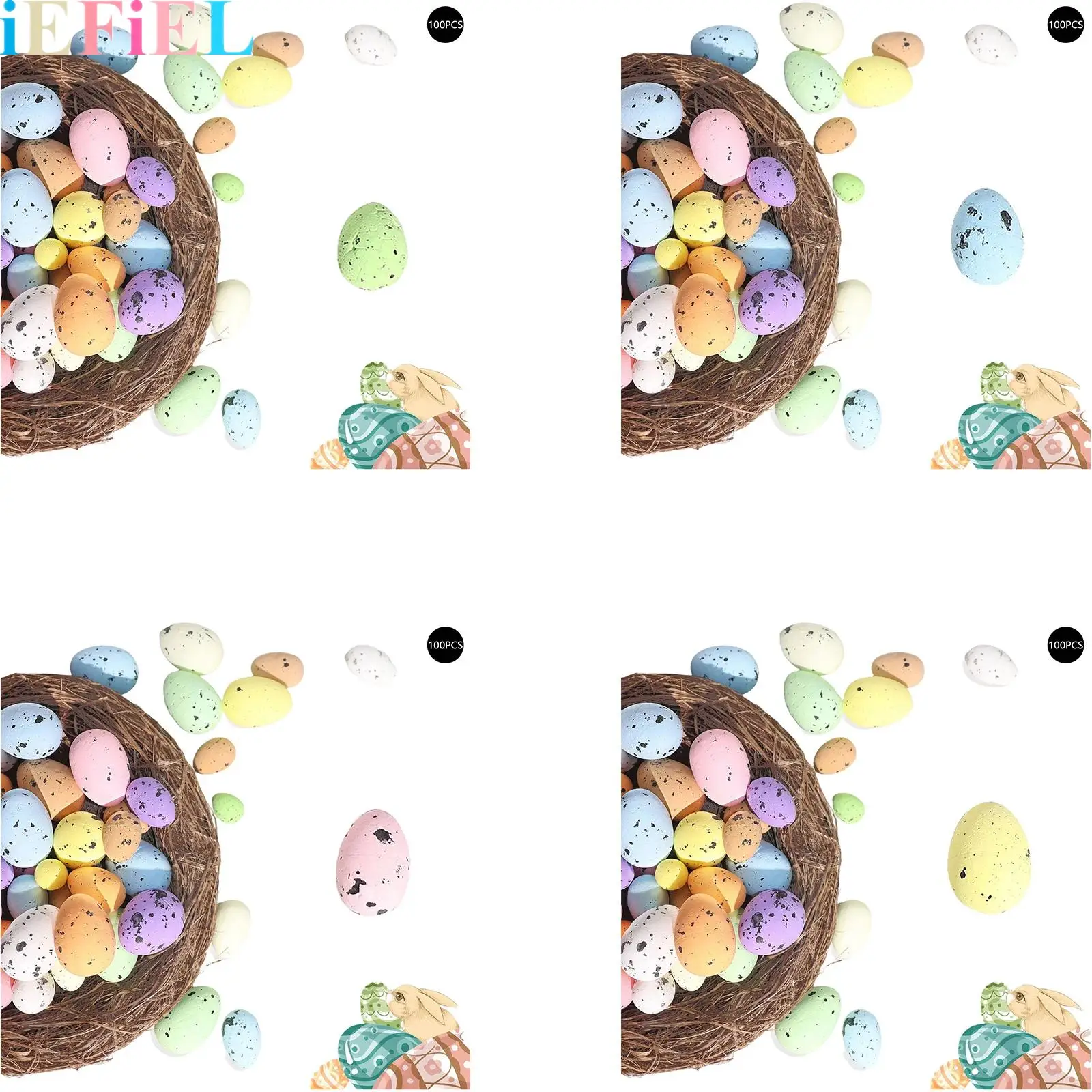 

100Pieces Easter Eggs Decorative Foam Colorful Easter Eggs Ornaments for Crafts Home Garden Decor