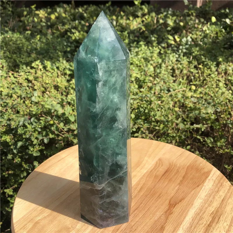1.4kg Rare large Natural Clear Green Fluorite Crystal Point Natural Crystal Wand