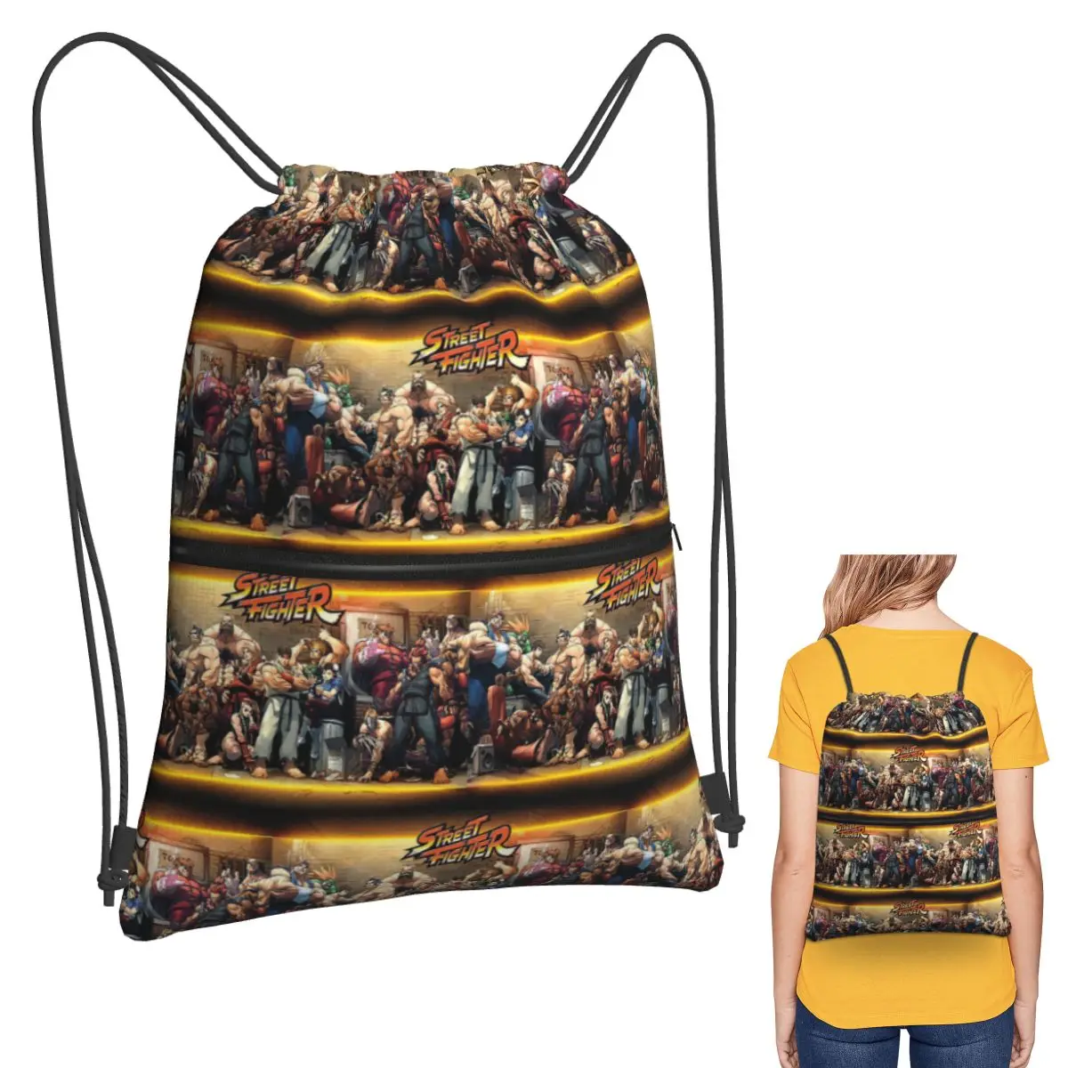 

Рюкзаки для побежденных портретов Super Street Fighter, многофункциональные сумки на шнурке, сумка для мелочей, сумки для книг для путешествий студентов