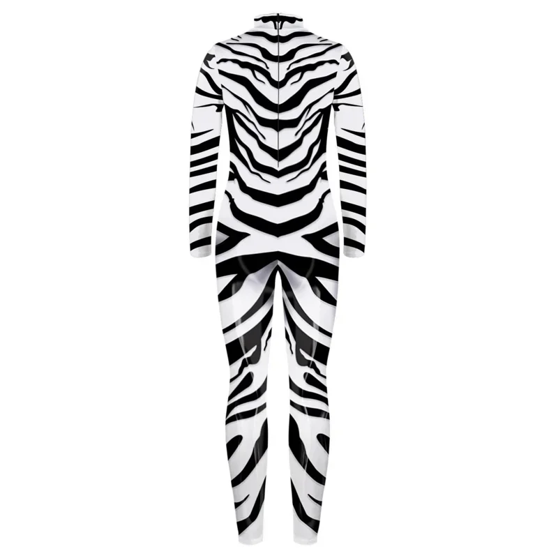 Boys Girls 3D Digital Animal Zebra Stripe Printing Bodysuit Children Punk Robot Jumpsuit Kids Halloween Cosplay Costumes CMM501