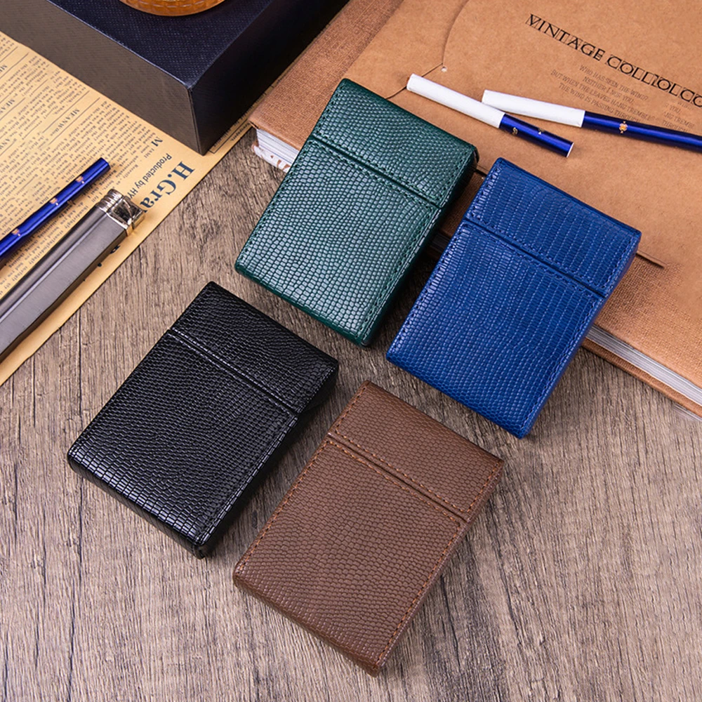 PU Leather Texture Cigar Case Fashion Portable Tobacco Holder Hold 20 Cigarettes Storage Box For Men Gift Cigarette Accessories