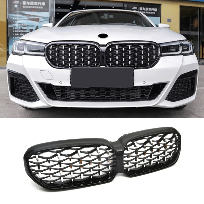 

Glossy Black Radiator Grilles For 2021-2024 BMW 5series G30 LCI Racing Grilles Bumpers Body Kit Hood Gloss Black Car Accessorie