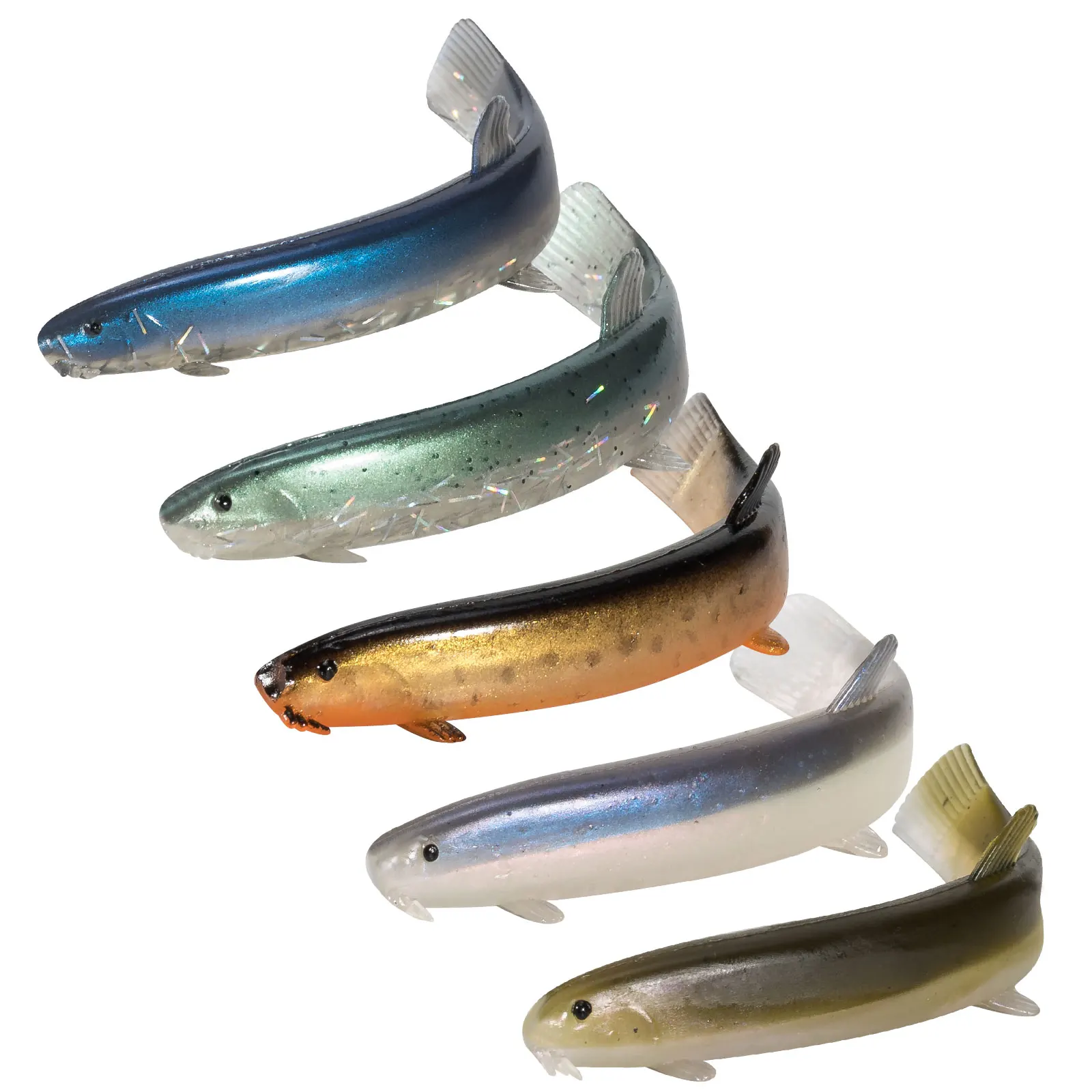

5pcs Sand Eel Loach Lure 10cm 5.8g Fishing Soft Plastic Lure Swimbaits Silicone Bait 3D Eyes Bass Catfish Freshwater Saltwater