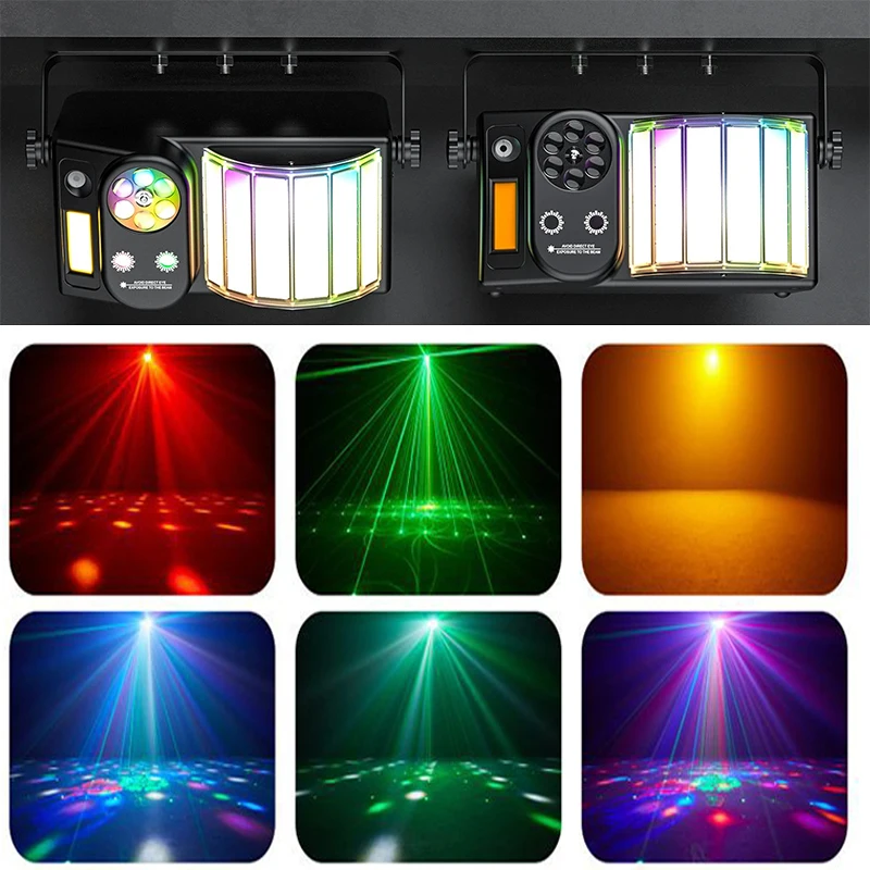 

NEW RGB Lights 5-in-1 Effect Lights LED Strobe Light Sound Control Stage Effect Lighting Projector for Party Theater