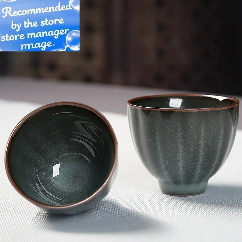 

80 мл креативная чашка Longquan Celadon, дорожная чашка для медитации, ручная работа, ледяной треснувший железный корпус, фарфоровая чаша для чая, мастер-чашка, чайный сервиз