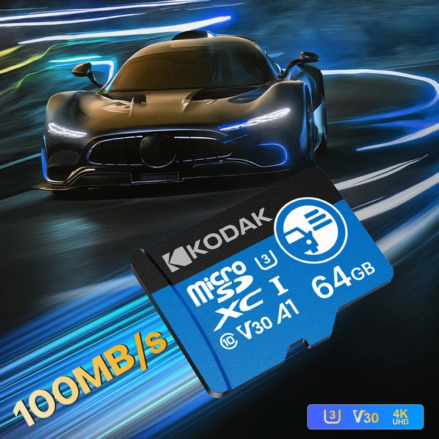 Karta Micro SD Kodak KD360 32GB/64GB/128GB/256GB U3 V30 A1 do kamery samochodowej, kamery bezpieczeństwa, smartfona, drona, wideo 4K, szybka
