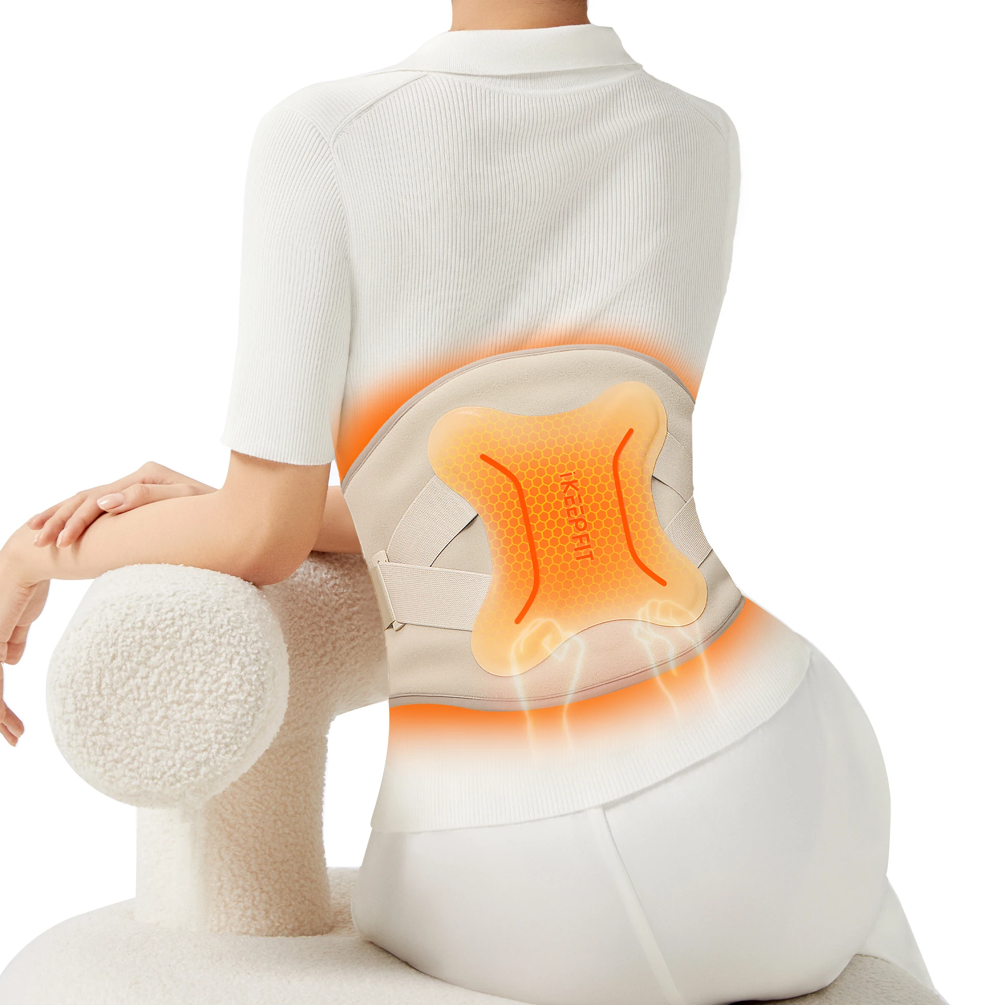 Adjustable Hot Compress Lumbar Massage Lower Back Brace Belt Bone Pain Relief Vibrator Heating Pad Waist Massager for Women