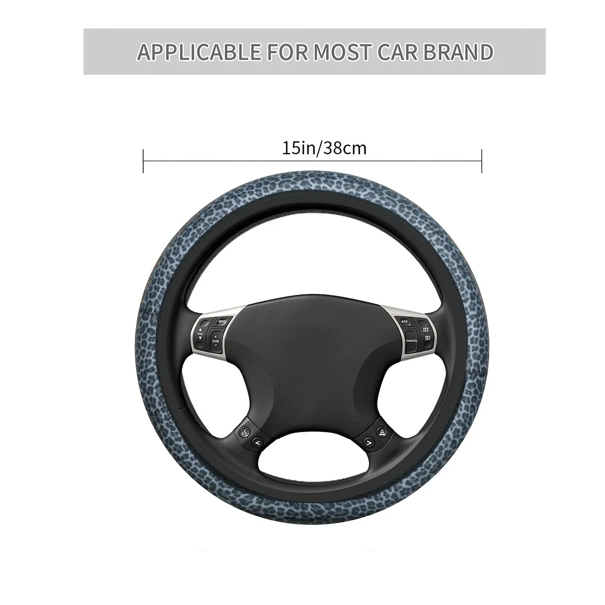 عدم الانزلاق غطاء عجلة قيادة السيارة ، اكسسوارات السيارات ، طباعة الفهد ، 15 في