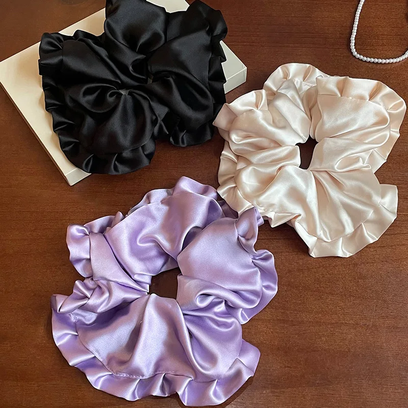 

French Satin Hair Ring For Women Side Ponytail Tied Hair Floral Hair Rope high-quality Large Ponytail Hair Accessories