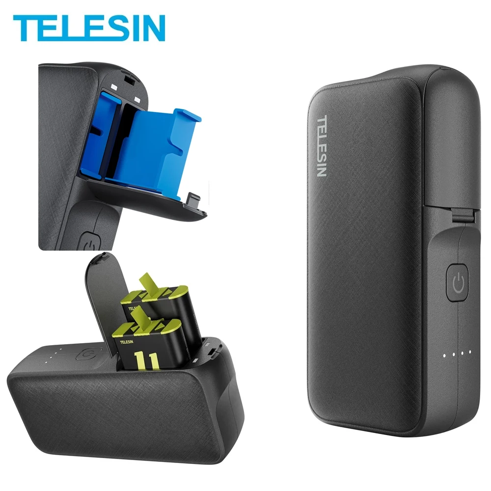 TELESIN 10000mAh Powerful Power Bank for iPhone 16 15 14 13 GoPro 12 11 10 9 Fast Charge External Battery Portable Powerbank