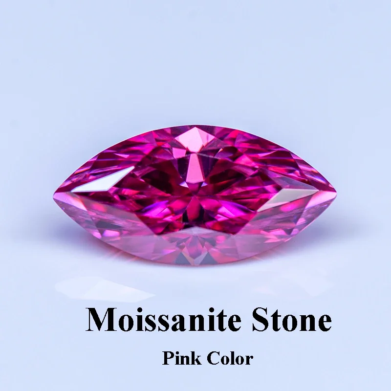 

Moissanite Stone Pink Color Gemstone Marquise Cut Lab Grown Diamond Charms Woman Jewelry Making with GRA Certificate