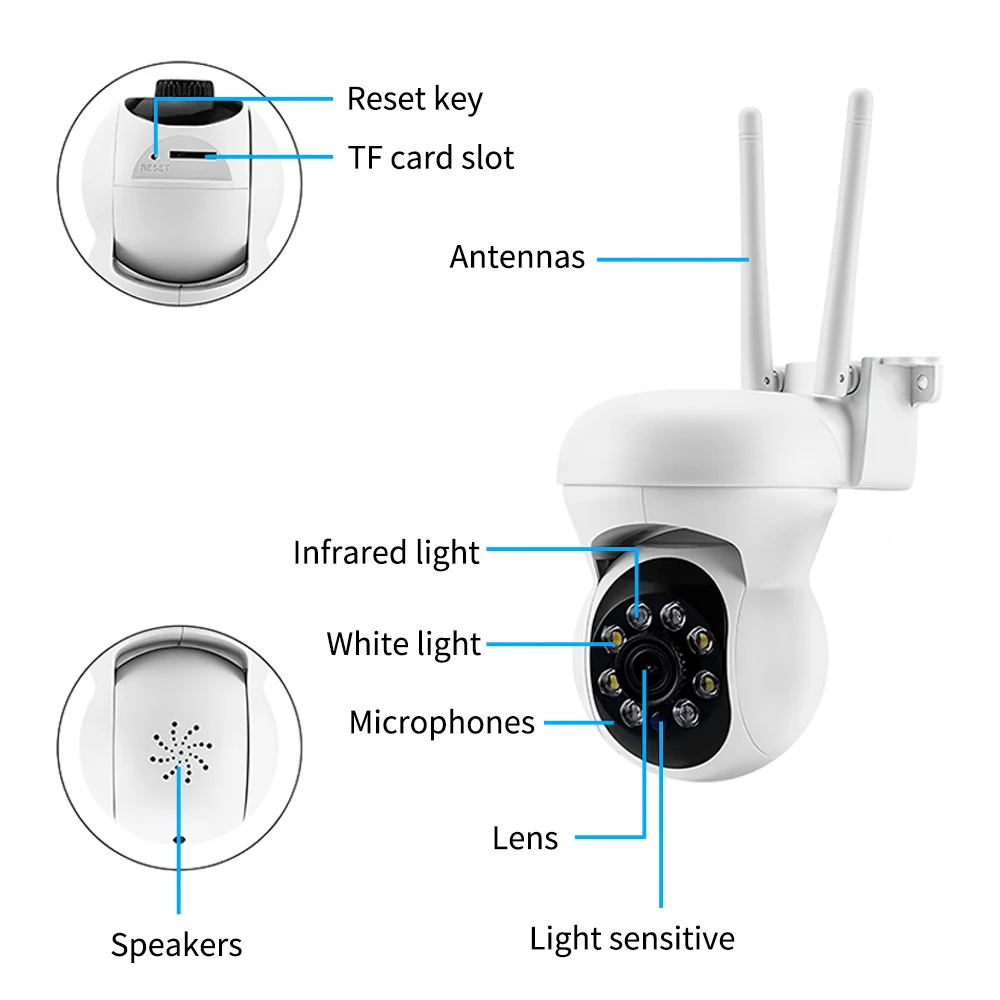 Kamera Keamanan K21 1080P Gimbal Hemisfer Nirkabel 5G Monitor Dalam dan Luar Ruangan Bicara Dua Arah IP66 Tahan Air