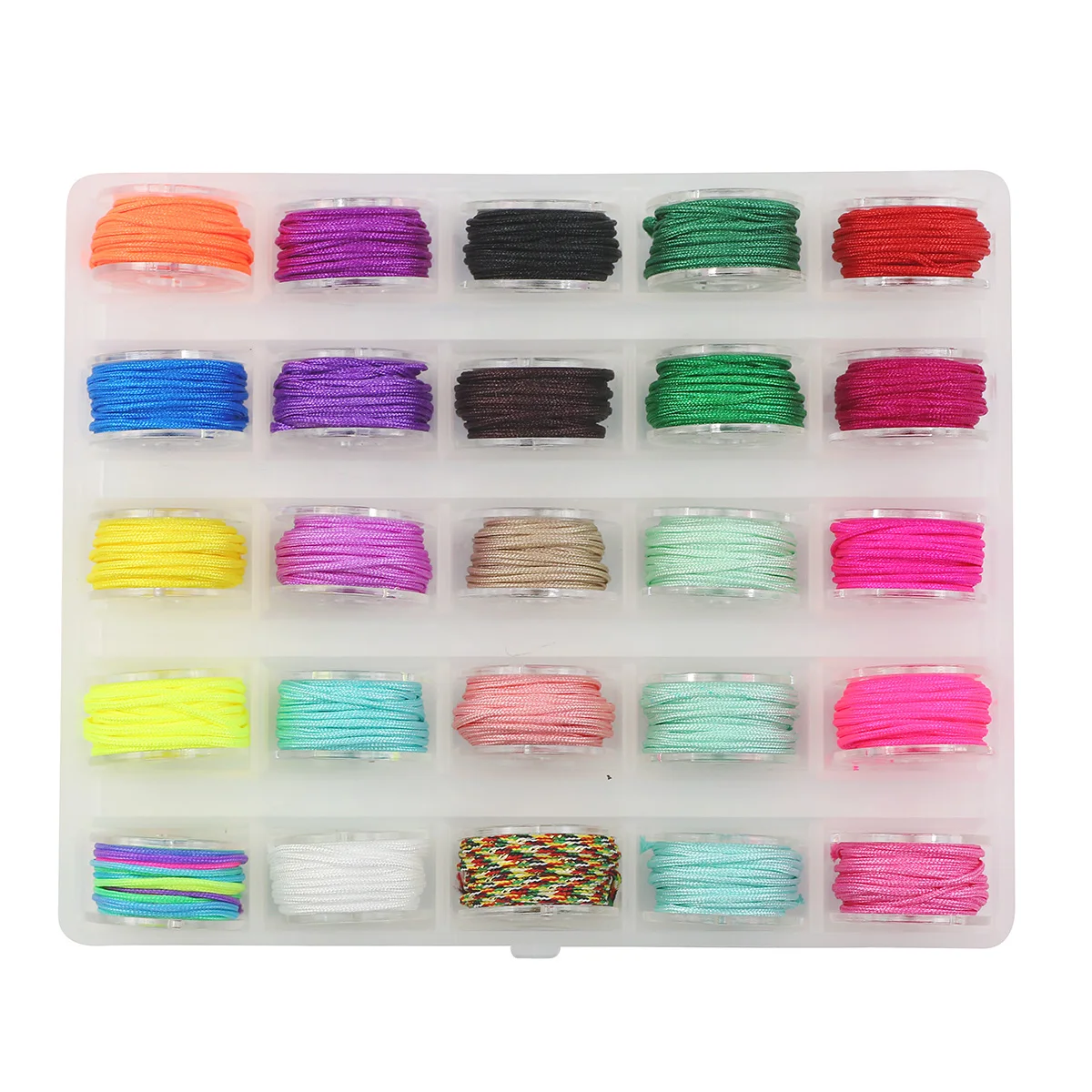 Boxed 25 Roll Crafts Nylon Cord For Jewelry Making Beading Braided Nylon Satin String for Bracelets Rattail Trim Chinese Knot