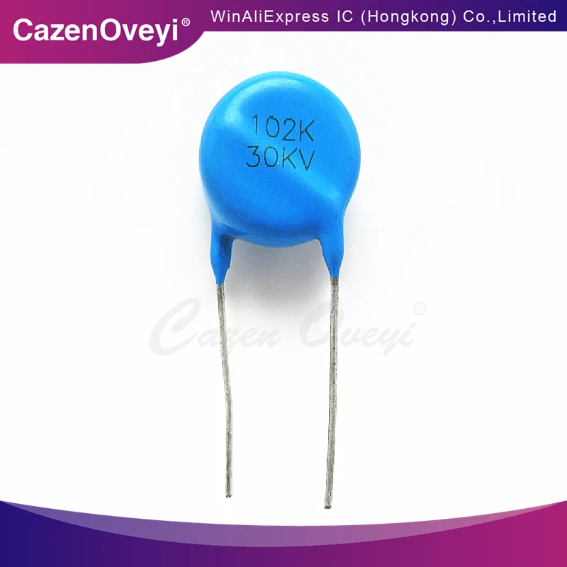 5piece 102K 30KV high voltage capacitor 0.001UF 1NF straight plug 30000V blue round