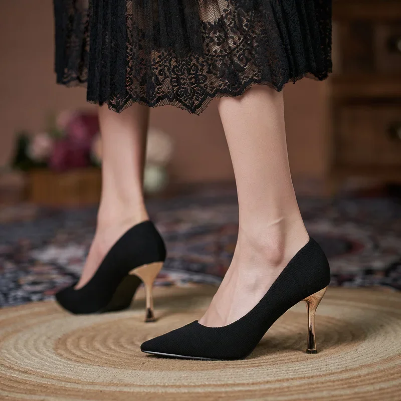 

Size 30-44 2024 New Stiletto Heels Women Pointed Pumps Sexy Black Women Shoes Ladies Green Heels