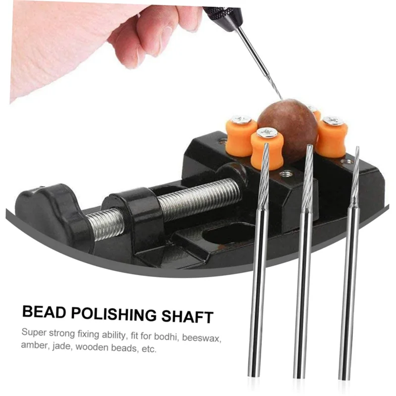 

ABHB-3Pcs Steel Bead Polishing Rod Set, Cylindrical Grind Drill Accessory With Fixed Shaft Needle For Bead Crafting