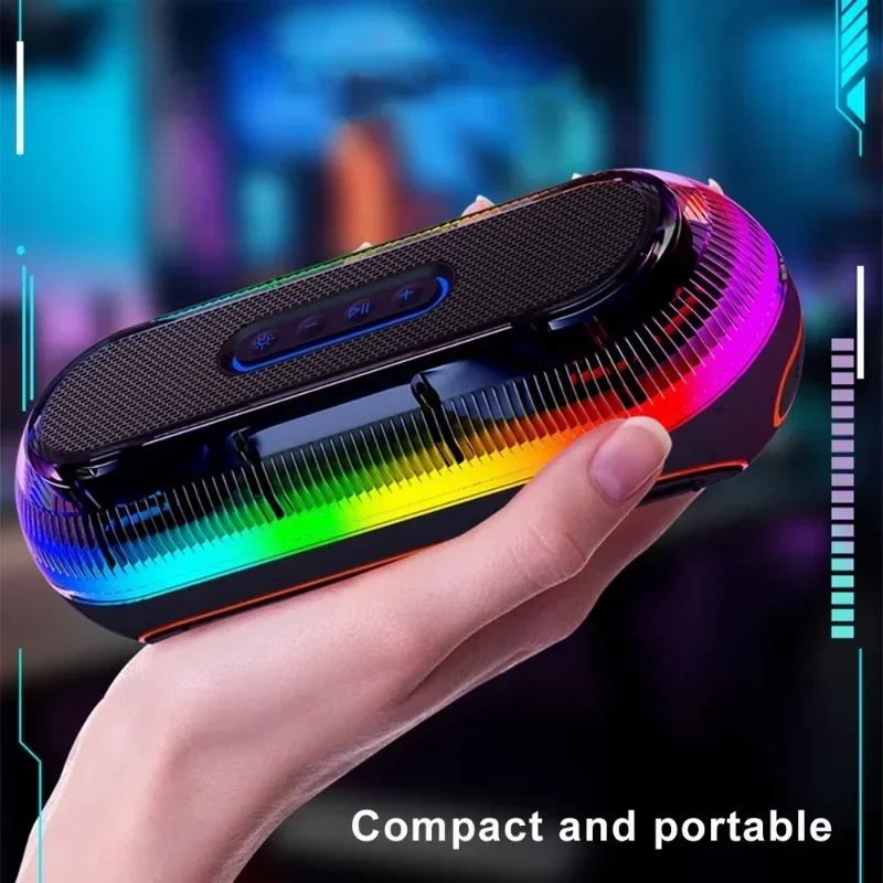 Altavoz de ordenador de escritorio de alta potencia, caja de sonido Bluetooth inalámbrica transparente con lámpara RGB, Subwoofer estéreo de gran volumen, 40W