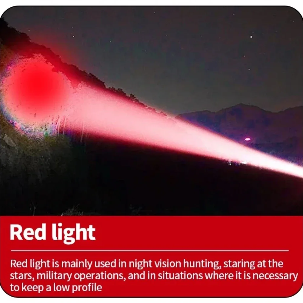 Powerful LED Flashlight Type-c Rechargeable Zoom Portab Torch Outdoor Waterproof Camping Fishing Emergency Lanterns Handlight