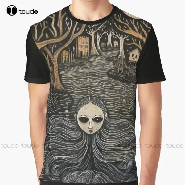 Nightmare Art Brut Drowning Woman In River Graphic T-Shirt Custom Aldult Teen Unisex Digital Printing Tee Shirts Custom Gift