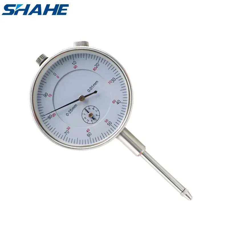 Shahe-Indicador de Dial de 0-25mm, 0,01mm, indicador de Dial trasero con orejeta, medidor de prueba preciso de 0,01mm, herramienta de instrumentos