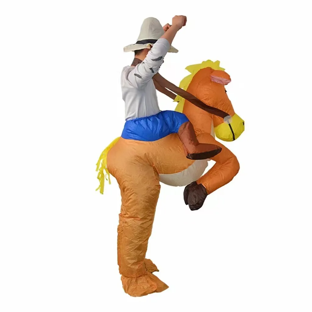 Divertido vaquero occidental caballo de montar disfraz inflable ceremonia de apertura disfraz de mascota disfraz de utilería de fiesta