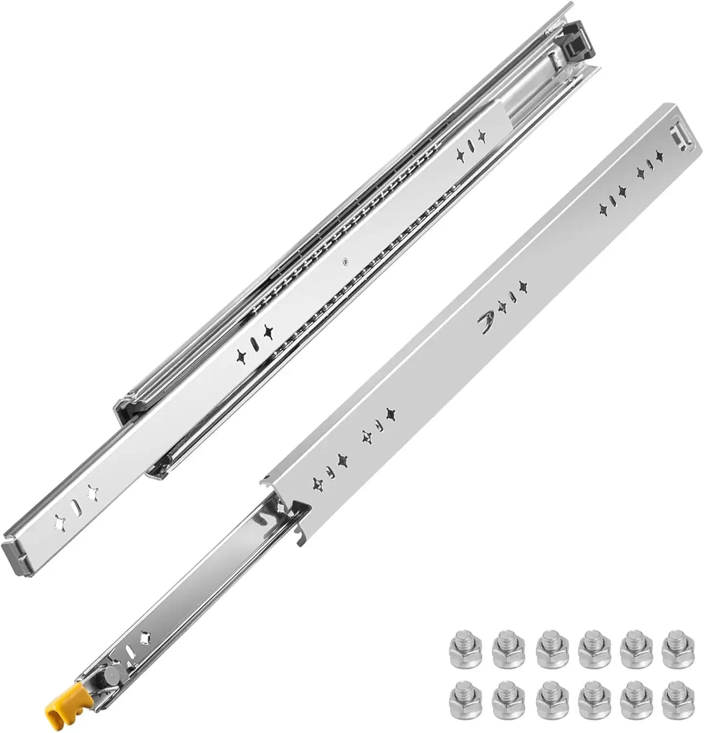 

Drawer Slides 24inch, 1 Pair Locking Drawer Slides 250lbs Load Capacity, Side Mount Ball Bearing, 3-Fold Full Extension