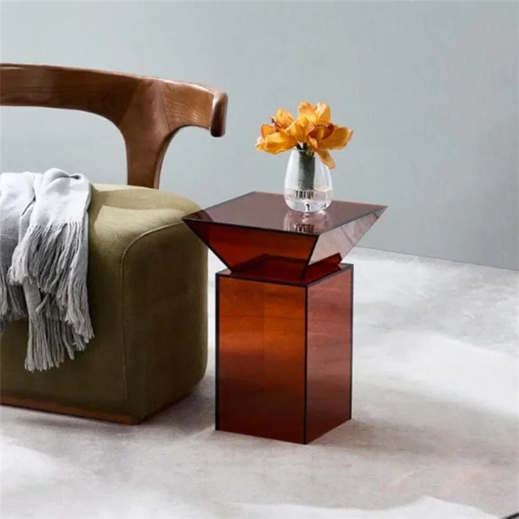 Dark amber weird coffee table furniture charming unique coffee table acrylic sofa end side furniture table brown