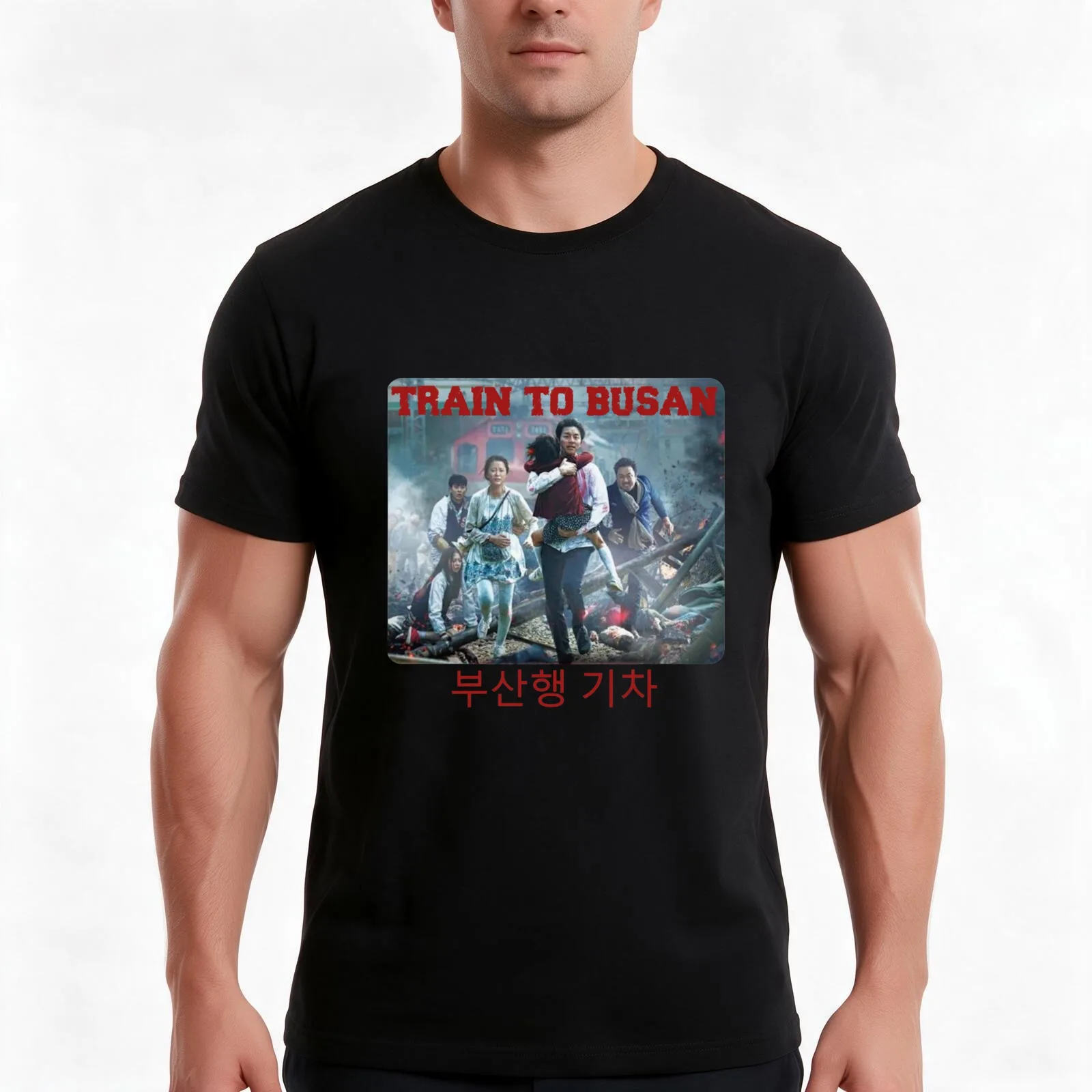 Train to Busan Classic T-Shirt, Summer Casual Cotton Tee, Oversized Streetwear Tops, Vintage Graphic Print, Unisex Men Women