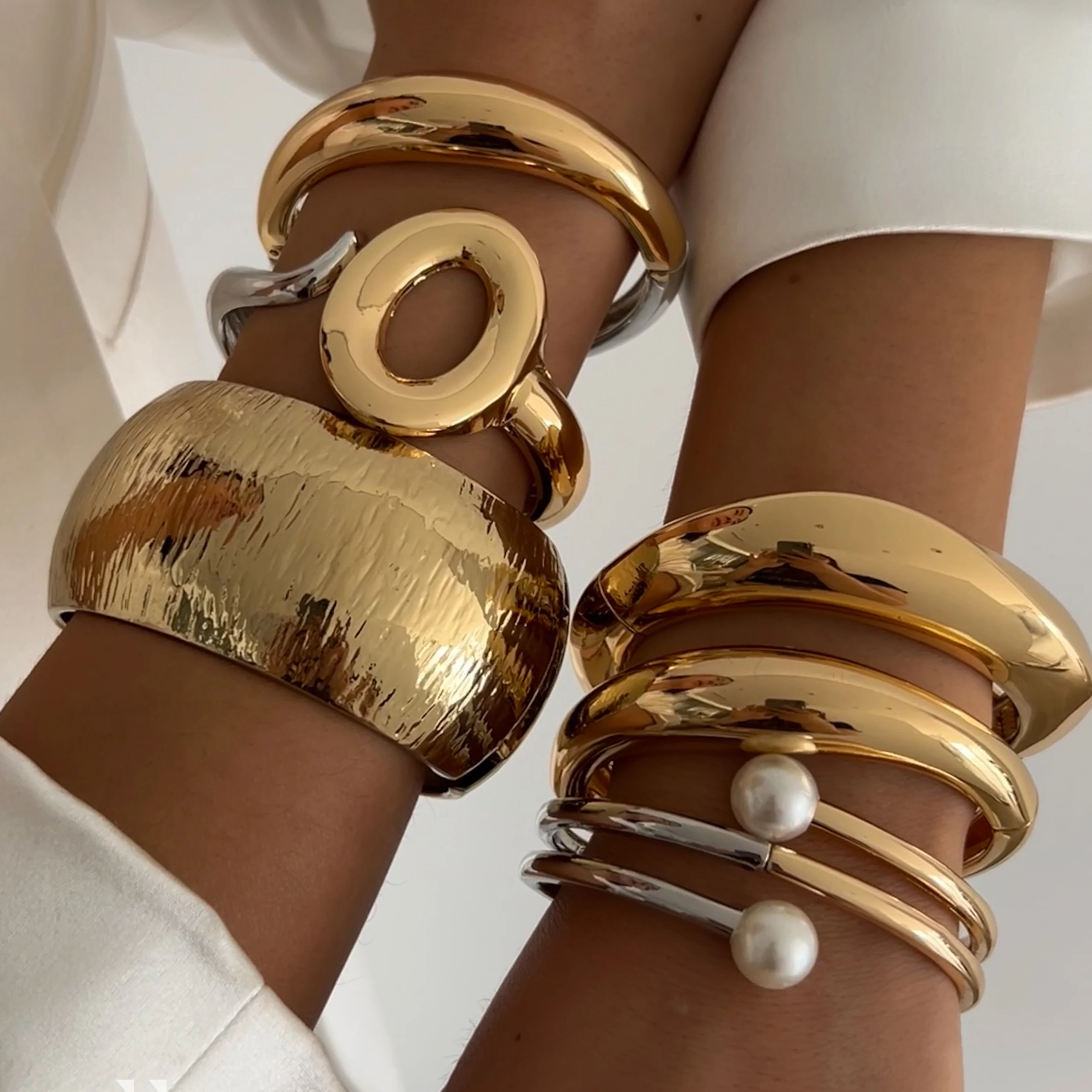 Ingemark créatif Punk mélange couleur irrégulière métal printemps Bracelets pour femmes Vintage géométrique bras Bracelets Steampunk hommes bijoux