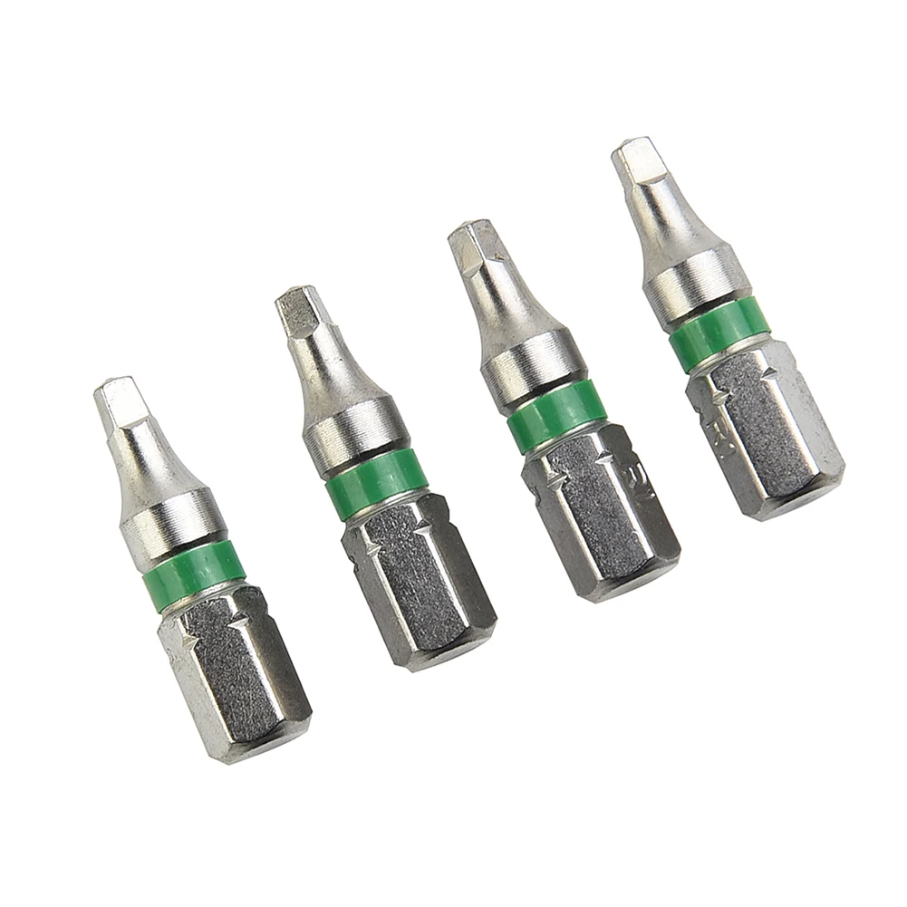 

4pcs Magnetic Square Head Screwdriver Bits 635mm Hex Shank 25mm Length SQ1 SQ2 for Hand Screwdrivers & Drills