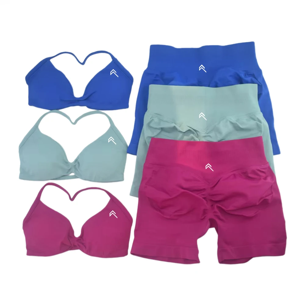 جديد 2 قطعة المرأة اليوغا مجموعة سلس تأثير السراويل الرياضية المرأة 2025 جديد عالية الخصر الورك رفع سليم ملابس اللياقة البدنية #1