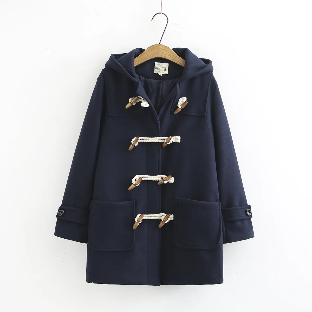 Double wood button woolen coat women\'s clothing autumn and winter new Korean version small medium and long woolen coat S29810