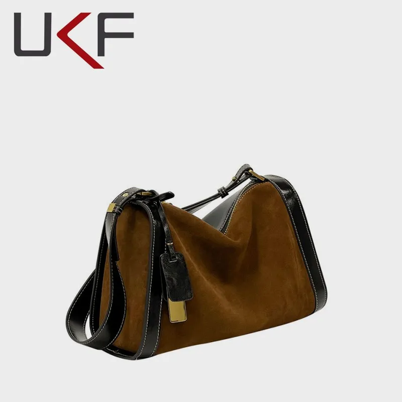 

UKF Frosted Leather Retro Women Satchel Bag Luxury Ladies Shoulder Messenger Bags For Women Elegant Pillow Purse 2023 Designer