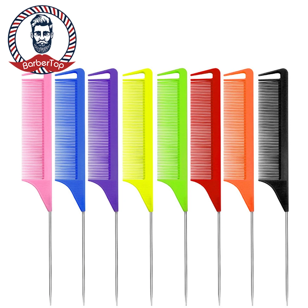 Hair Picking Comb Salon Multicolour Brush Stainless Steel Pin Tail Professional Stylist Braiding & Styling Combs