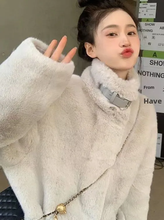 Frauen Pelzmantel 2025, Herbst Winter Neue Koreanische Sle Wasser-Beständig Nerz Nachahmung Lange Verdickte Leder Und Pelz Inteated