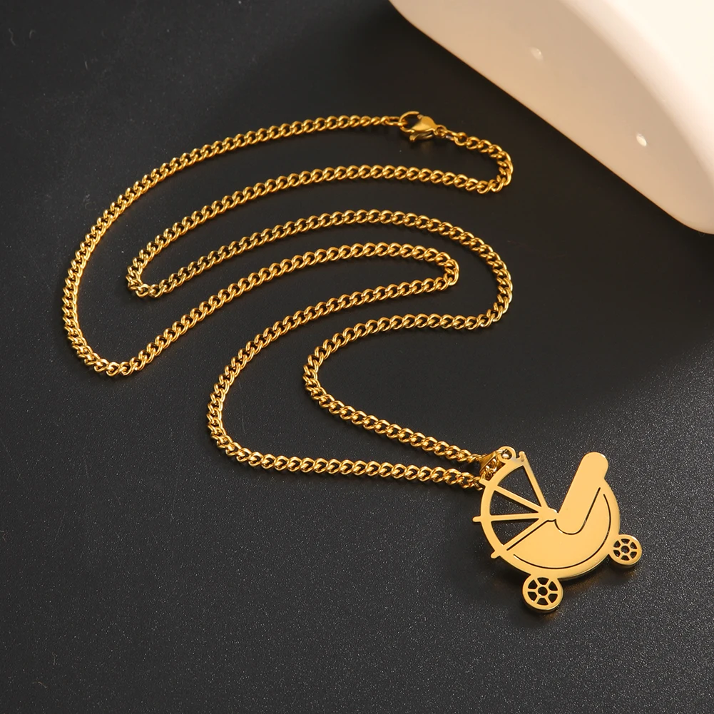 Fishhook Baby Mom Angel Mother Day Gift Necklace for Women Men Dad Family Father Child Kid Jewelry Chain Stainless Steel Pendant
