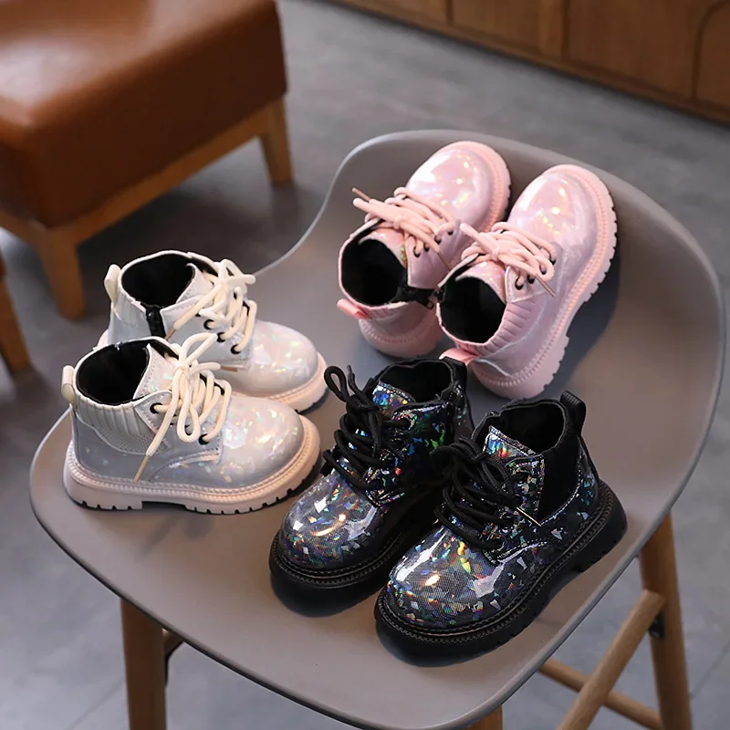 Kids Shoes Boots for Girl Glossy Leather Toddlers Causal Short Boots Fashion Children Versatile Platform Ankle Boots Soft Bottom