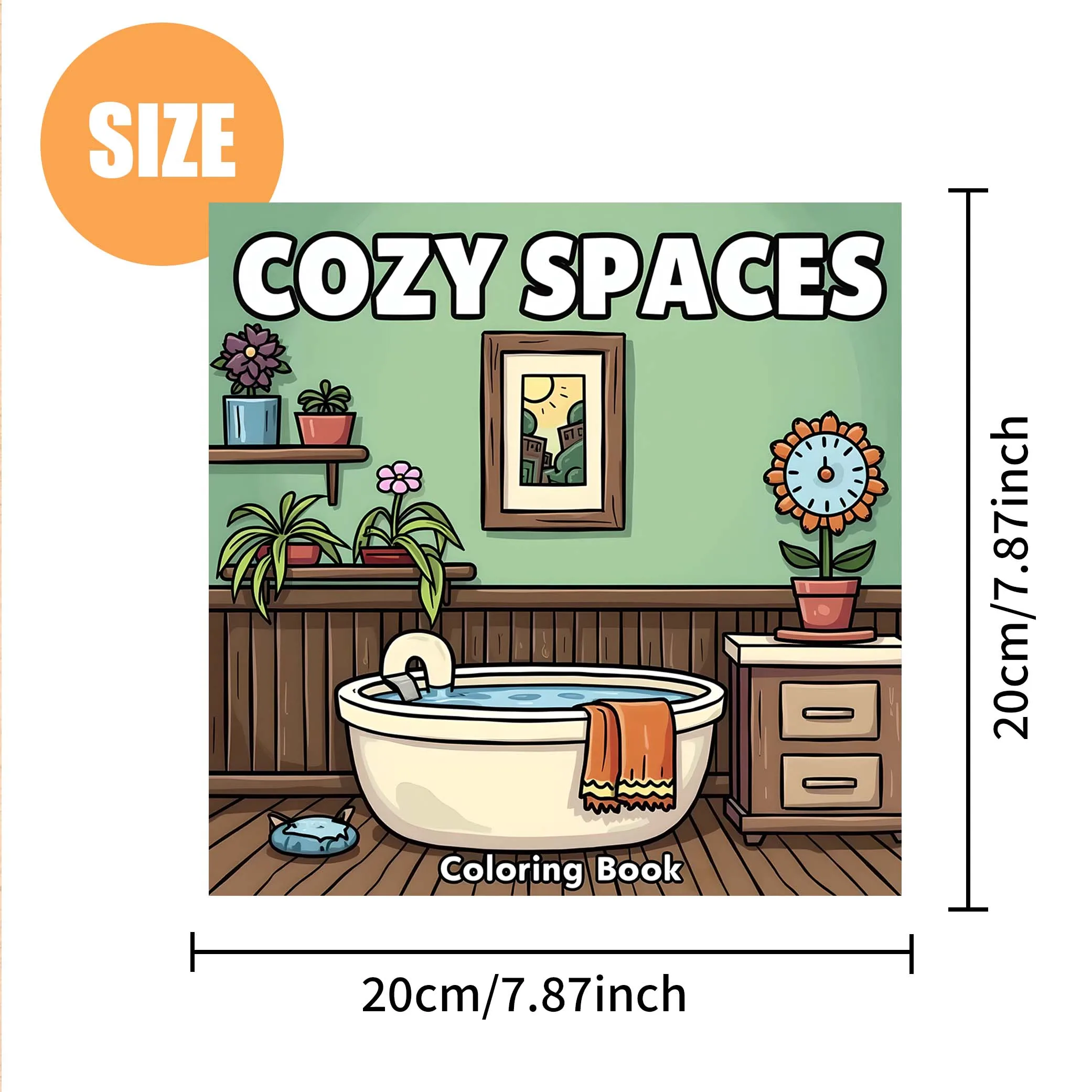 Bview Art Cozy Spaces: Stress-Relief Coloring Book for Adults with Bold & Easy Patterns, Cute Drawings - Perfect Gift Idea
