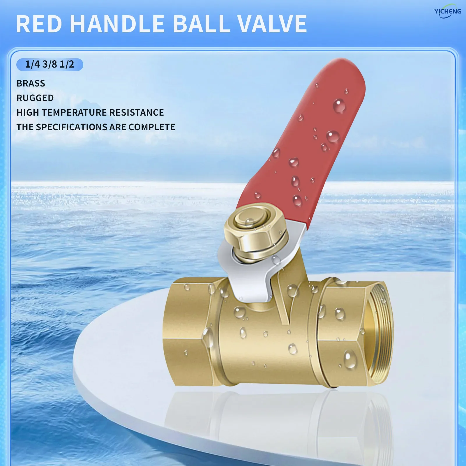 Válvula de esfera com alça vermelha de latão com rosca interna 1/4"3/8"1/2" polegadas (pacote com 5) pode descarga de líquidos e gases