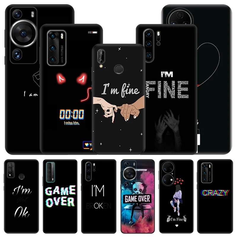 Phone Case For Motorola G200 One Fusion G30 G31 Huawei P20 P30 P40 Lite P-Smart iphone6 I Am Fine OK Sad Matte Soft Cover