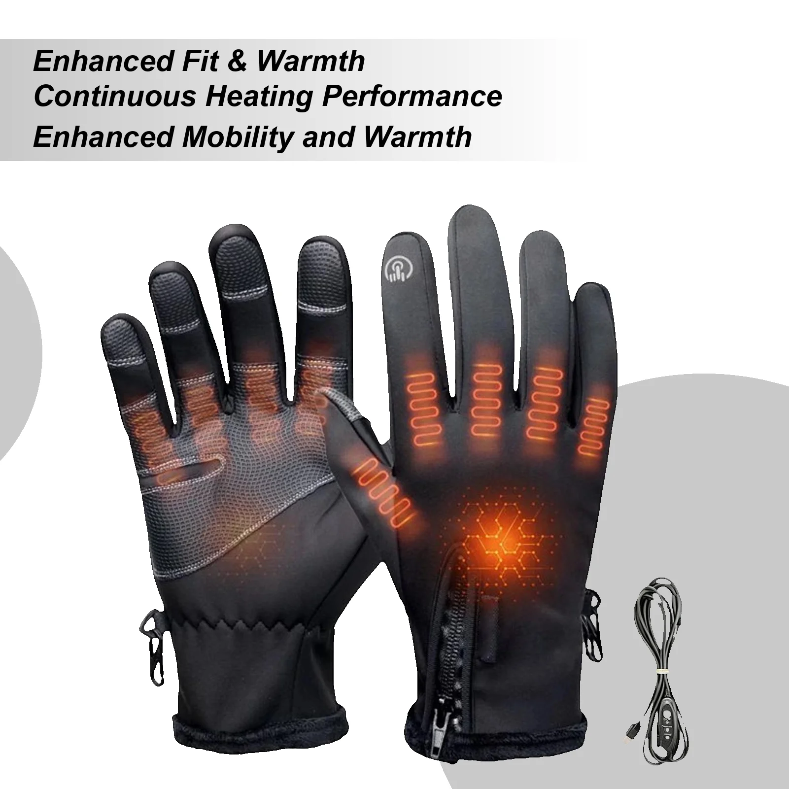 Heated Work Gloves Touchscreen Hand Warmer 3-Level Temperature Control USB Heating Winter Gloves USB Plug-In For Outdoor