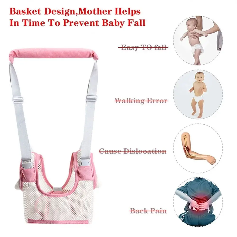 Safety Infant Walker Harness Breathable Handheld Learning Walk Support Assist Trainer Adjustable Long Toddler Assistant Belt