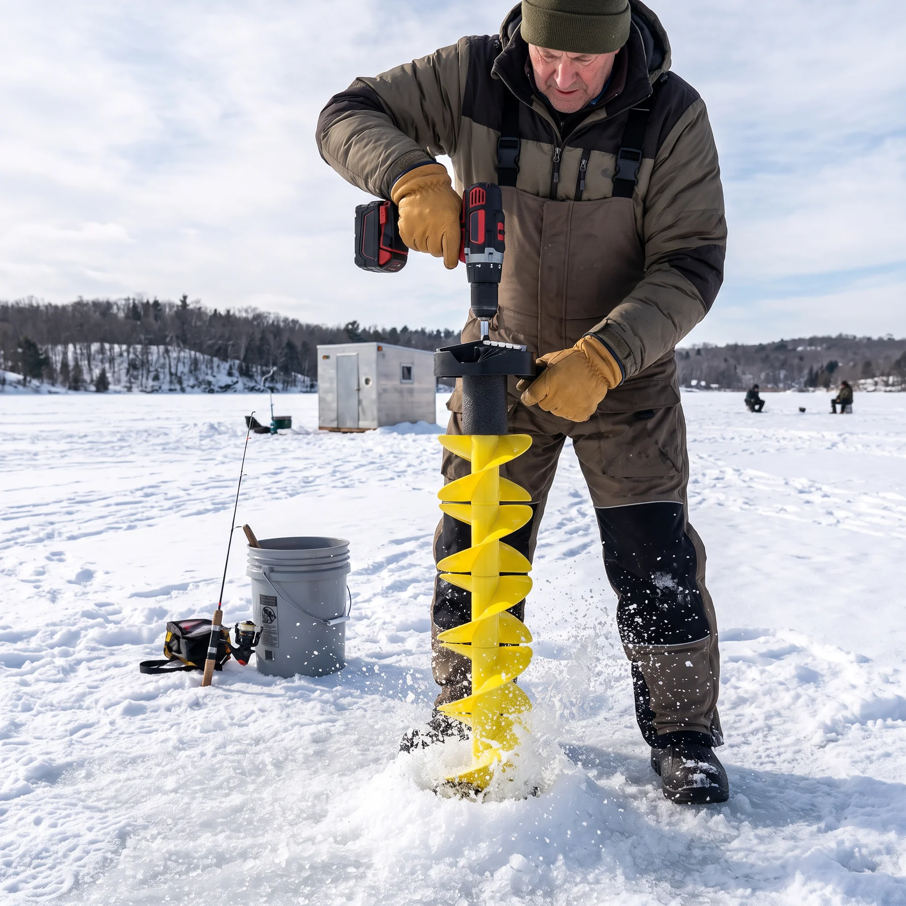 Ice Auger for Fishing Electric Nylon Corless with Positioning Drill for Enthusiasts