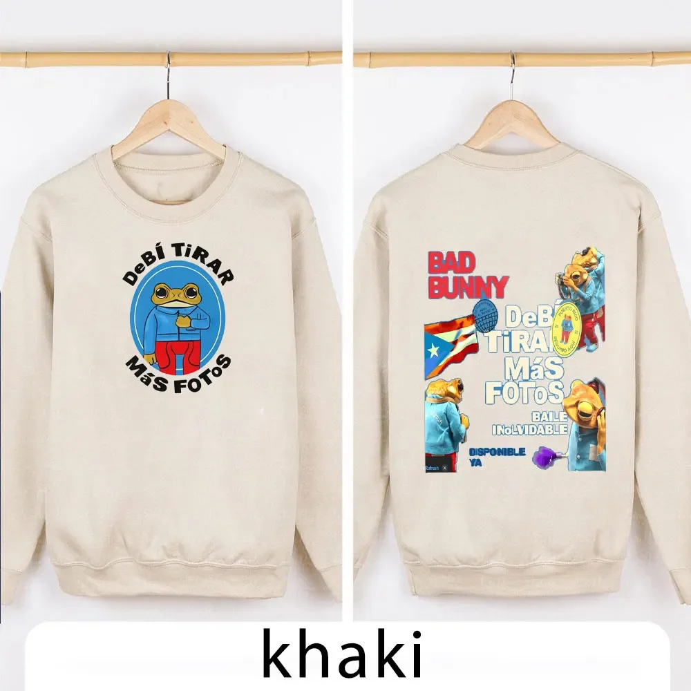 Debi Tirar Mas Fotos 2025 Assinatura Street Apparel Bad Bunny Inspiration Quote Moletom com capuz Crewneck Mr. Frog Roupas com capuz Mulheres Tops