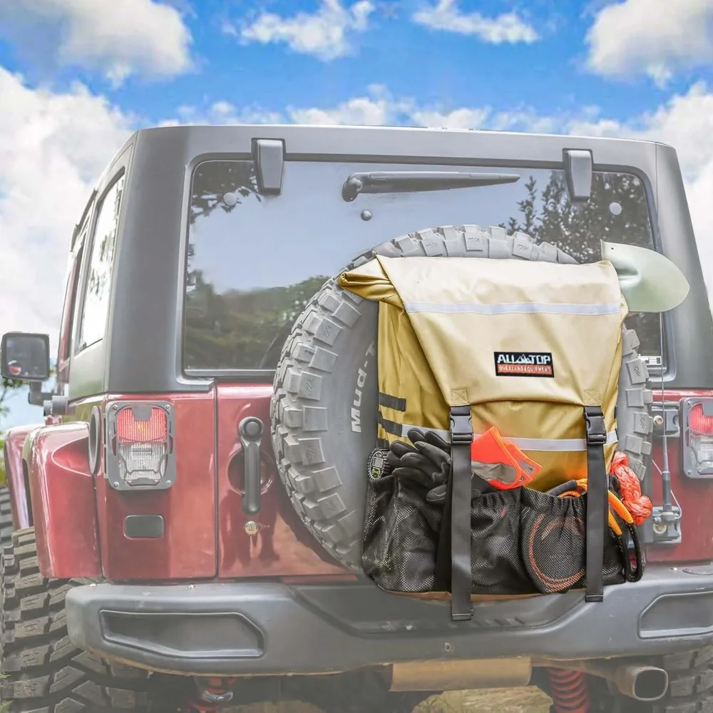 

Heavy Duty Spare Tire Trash Bag Tailgate Storage for Truck Jeep SUV Up to 40 Inch Tire Gobi Tan